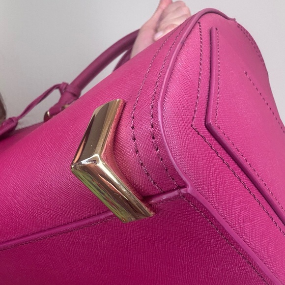 Zac Posen Saffiano Hot Pink Eartha satchel EUC - Picture 13 of 17